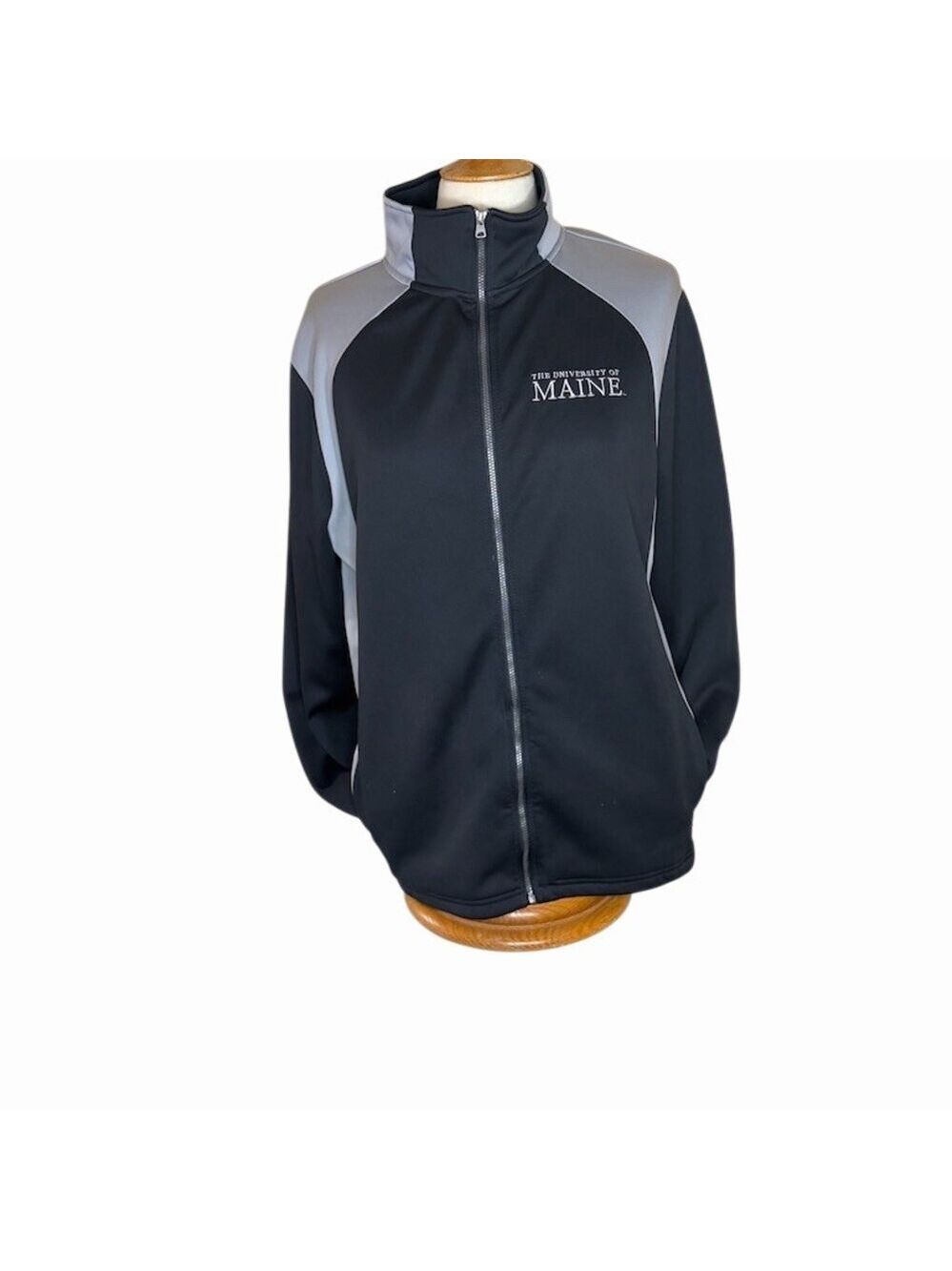 University of Maine Jacket Womens XL Black Gray Colorblock Full Zip
